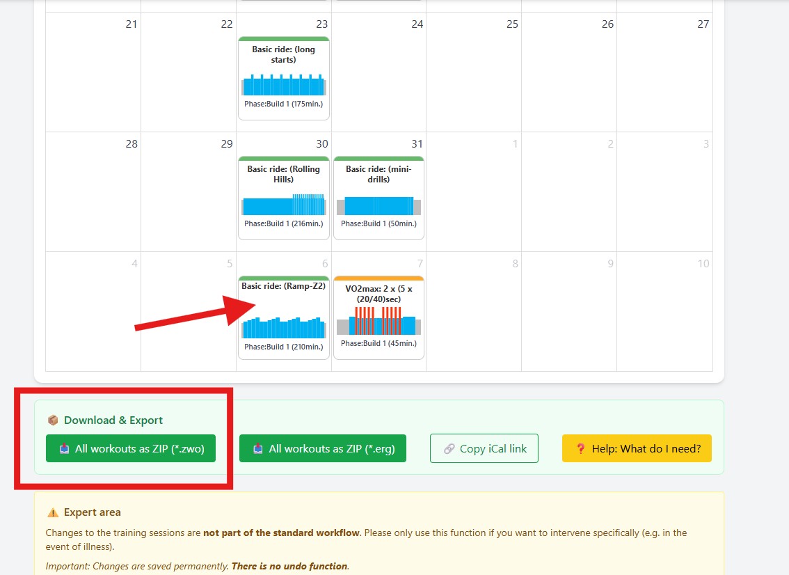 Alle Workouts als ZIP herunterladen